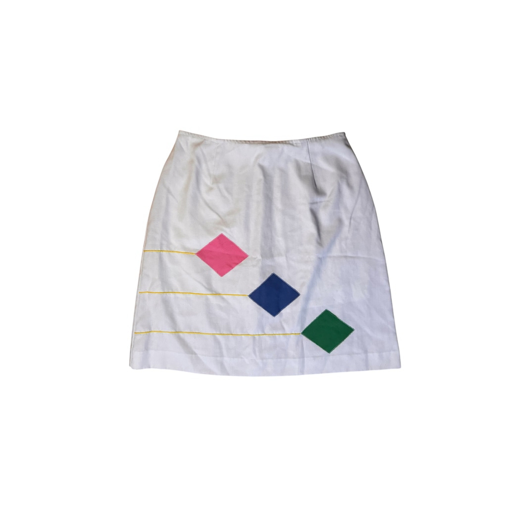 White Vintage Appliqué Tennis Skort Size S - Picture 4 of 10